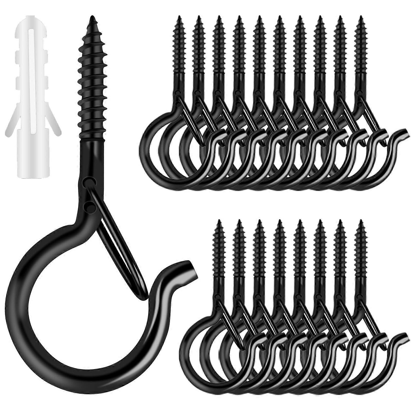 Q Hangers 25 PCS Screwin Hooks with Safety Buckle for Outdoor String Lights and Hanging Baskets
