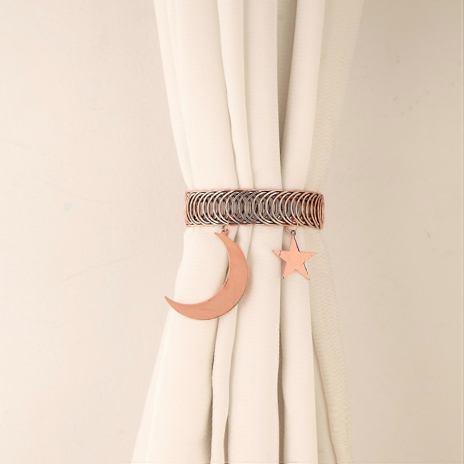 1 Fivela de Cortina Simples com Estrela e Lua, Argola de Mola, Fivela de Cortina Perfurada