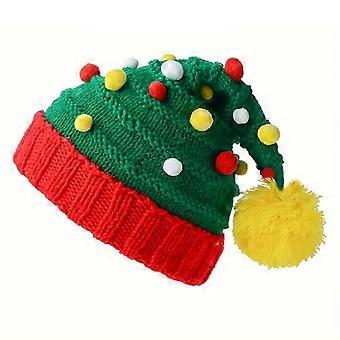 New Colored Ball Christmas Knitted Hat Cross border Santa Claus Decorative Hat Winter Woolen Festival Hat for Men and Women
