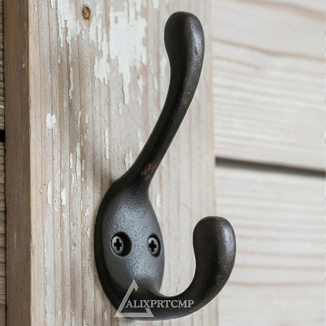 Cast Iron Wall Hooks 2Pack Heavy Duty Rustic Farmhouse Coat and Hat Hooks with Mounting Hardware