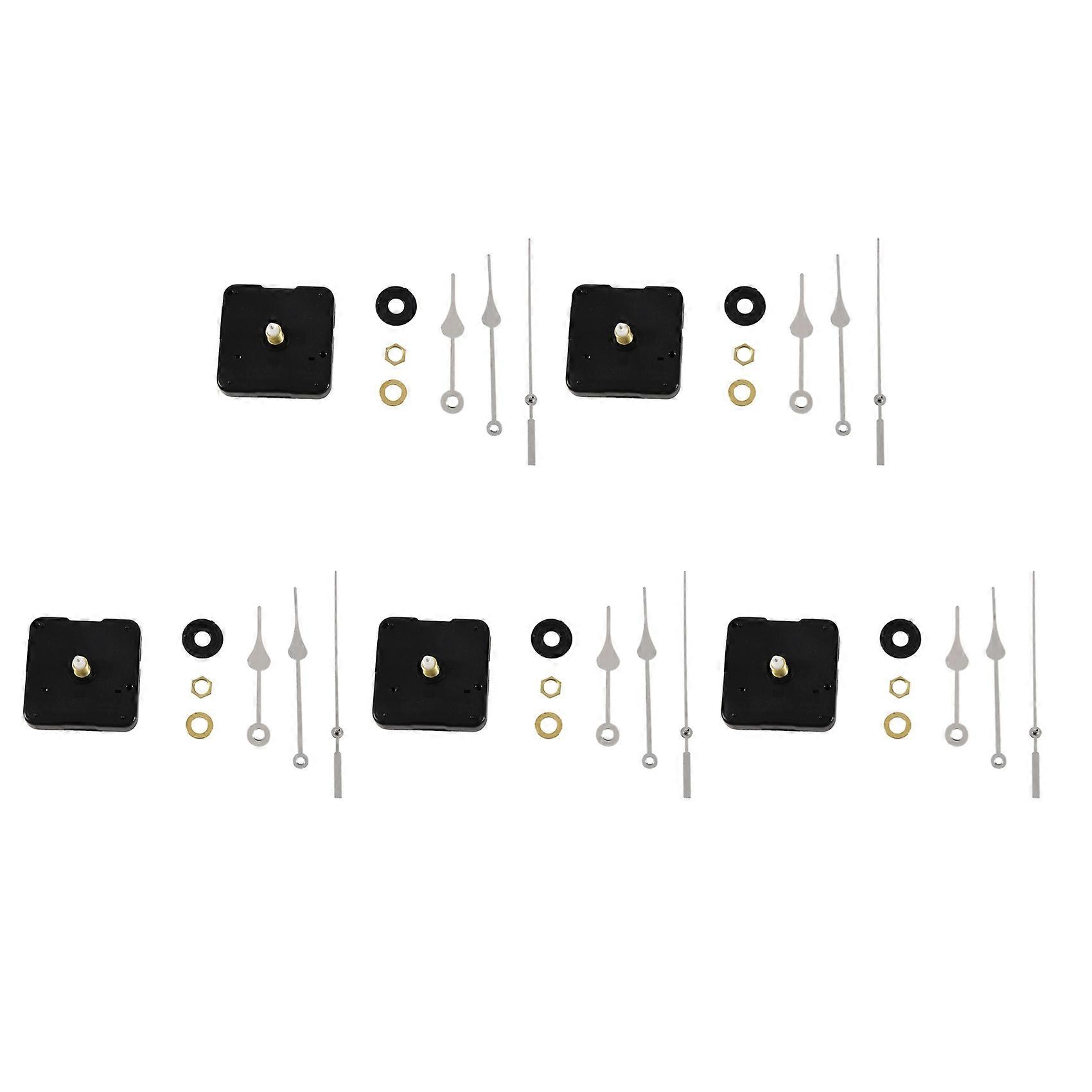 5X Clock Movement Mechanism with Silver Hour Minute Second Hand DIY Tools Kit