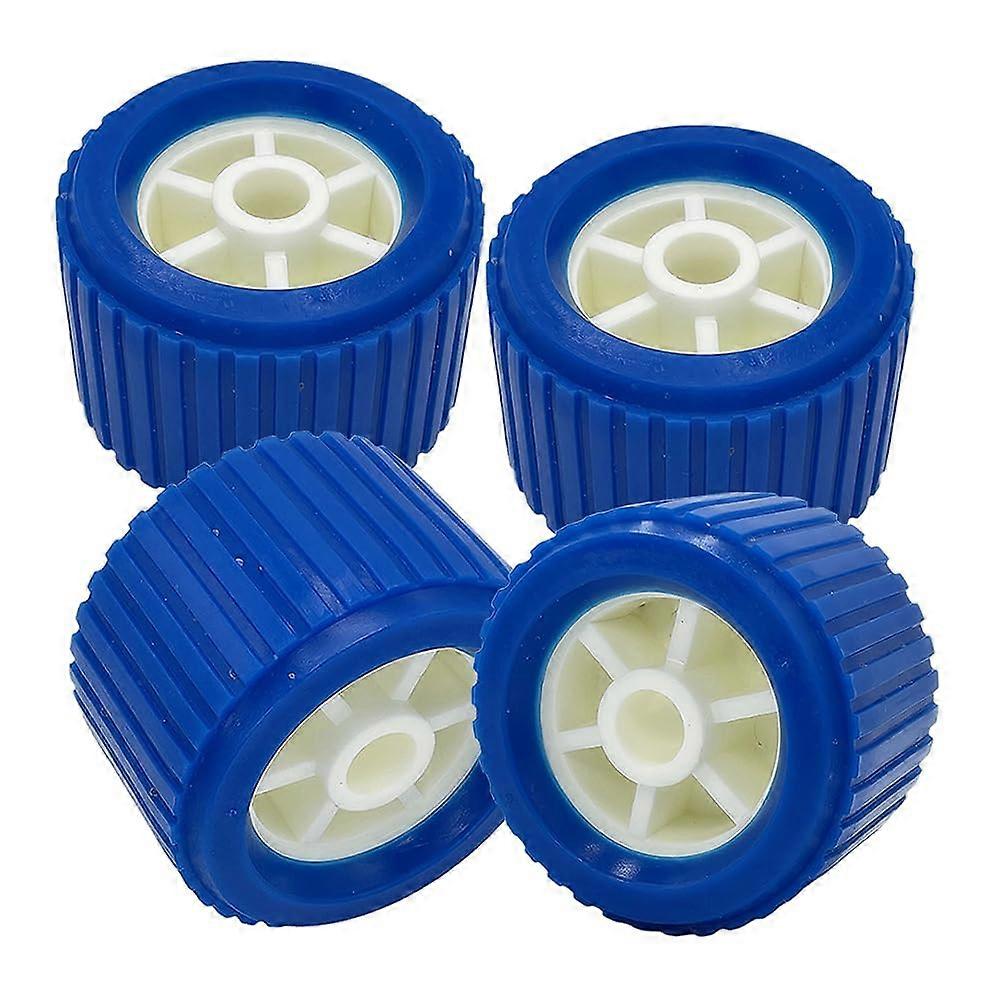 4 Pack Ribbed Wobble Rollers for Boat Trailer, Heavy Duty PP, Scratch Boat Loading