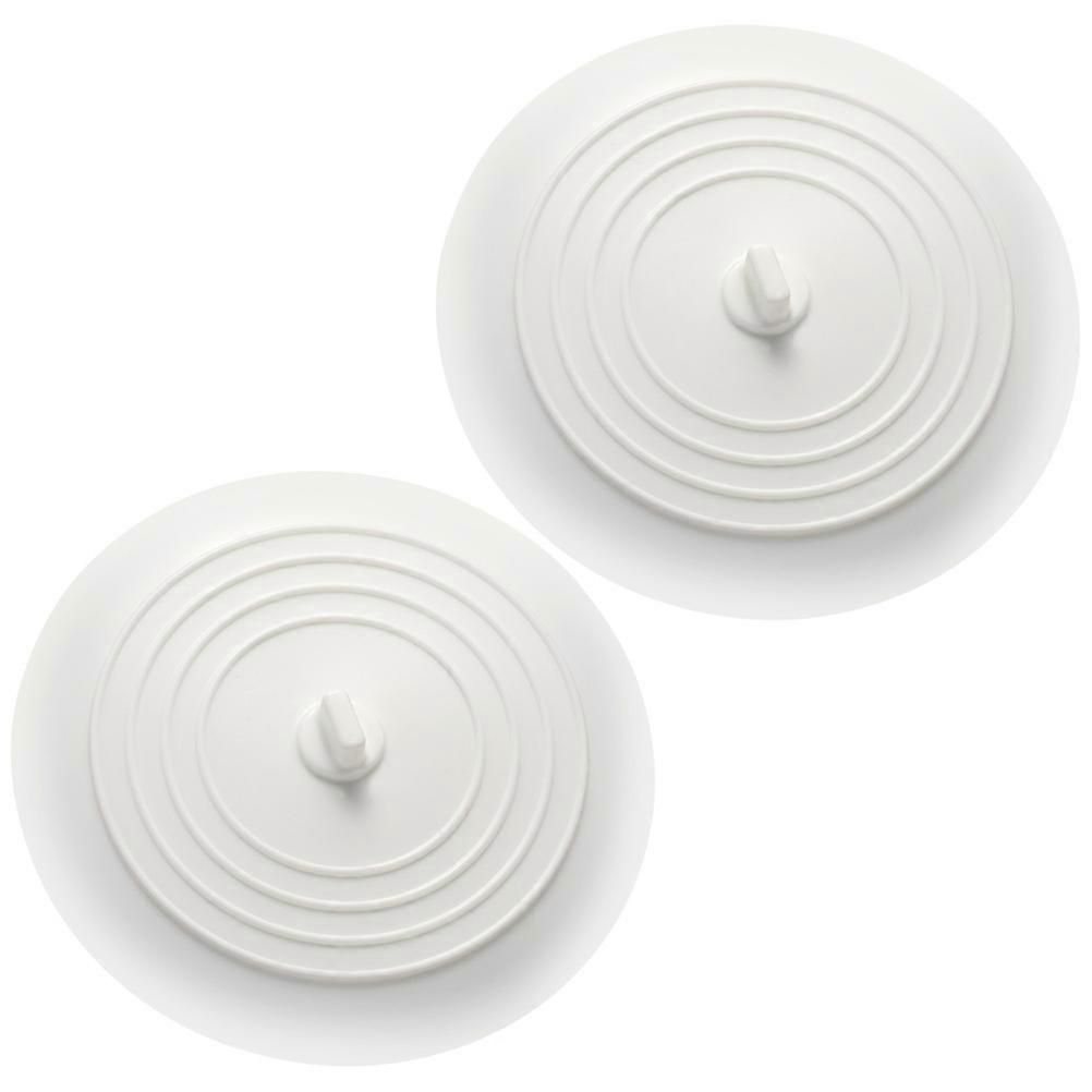 Flat Silicone Bathtub Stoppers for Drain Covers 2Pcs White Material