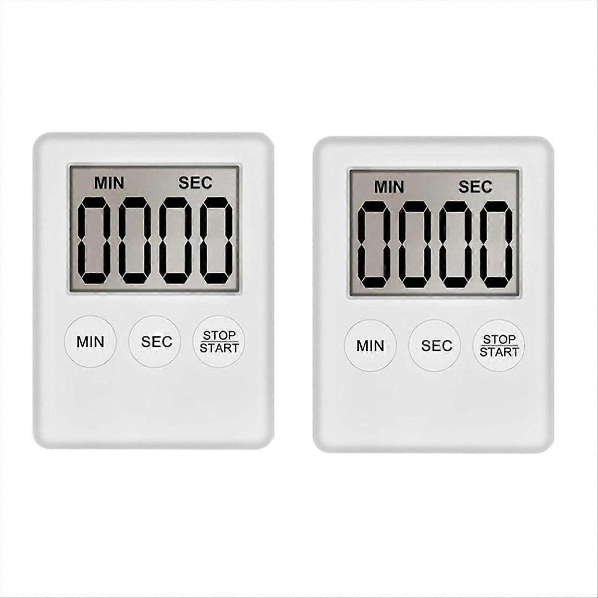 Digital Kitchen Timer, Timer, Egg Timer, Suitable for Work, Sports Timer, Game, Cooking Timer, 2 Pack White