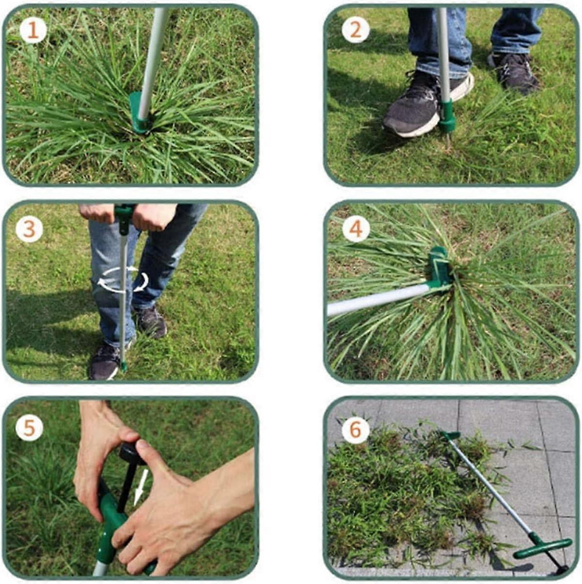 Long Handle Weed Puller with Ergonomic Grip and Root Extractor for Lawn and Garden