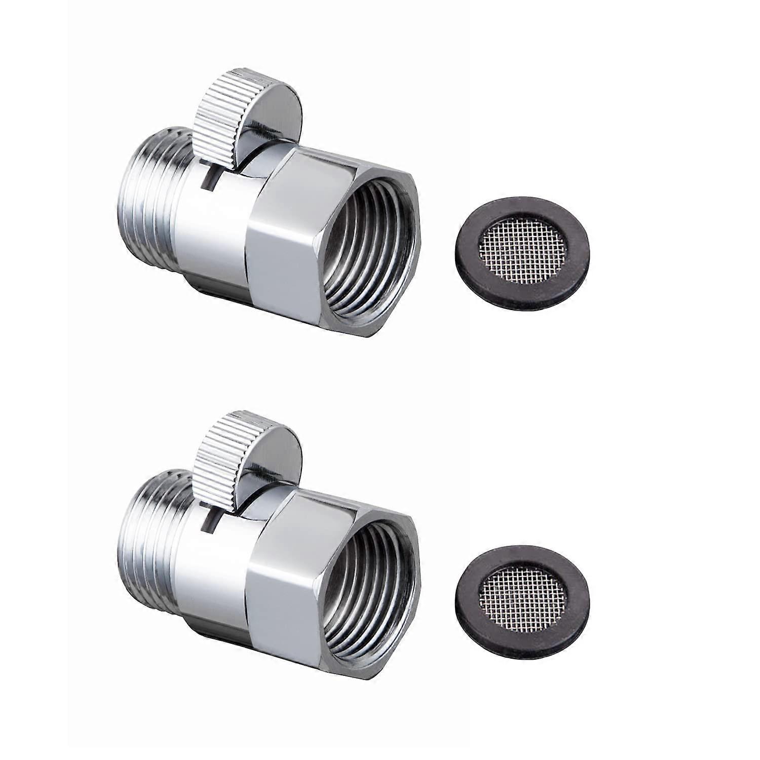 Shower Shut Off Valve Solid Brass Chrome 2 Pack, Water Saving Flow Control, 1/2 Inch IPS Adapter