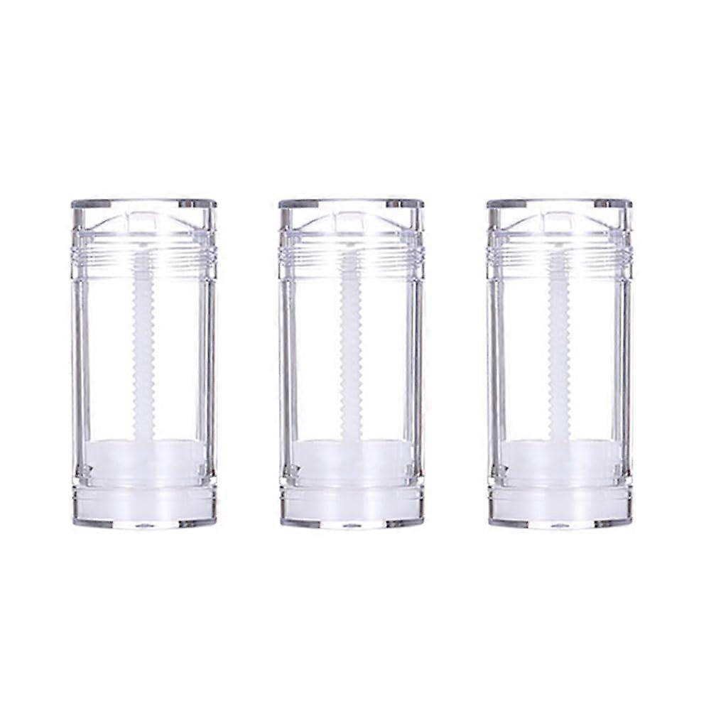 3 Pcs Clear Plastic Empty Deodorant Containers 30ml Refillable Lip Balm Tubes TwistUp LeakResistant