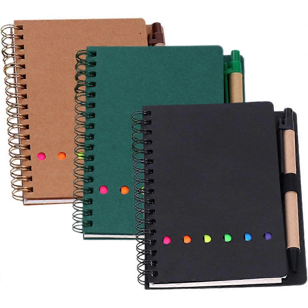 3Pcs Assorted Color Note-Taking Coil Notepad for School Use