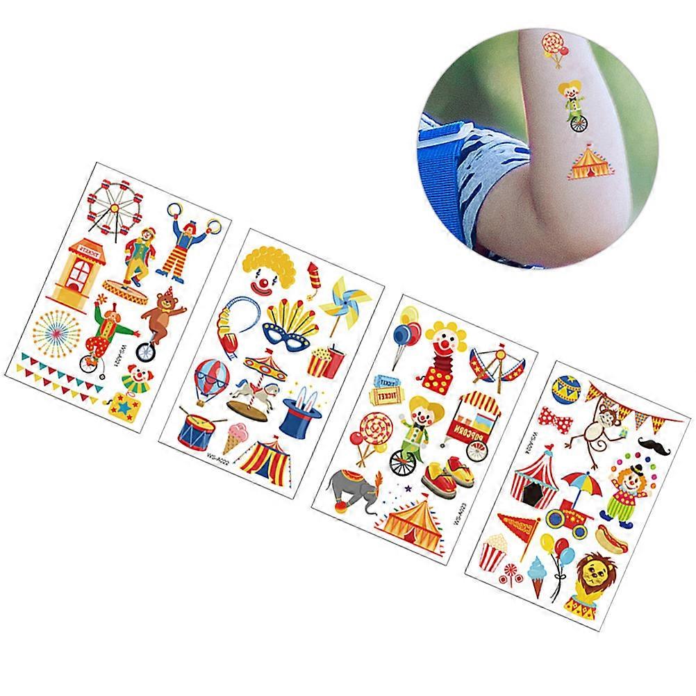 Circus Temporary for Kids Waterproof Self-Adhesive Stickers 12 Sheets