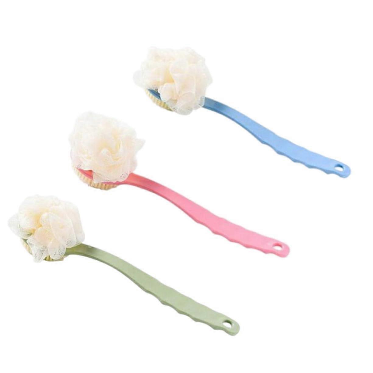 Bath Brush Set with Long Handle for Elderly, Soft Bristles Back Scrubber for Shower and Dry Use