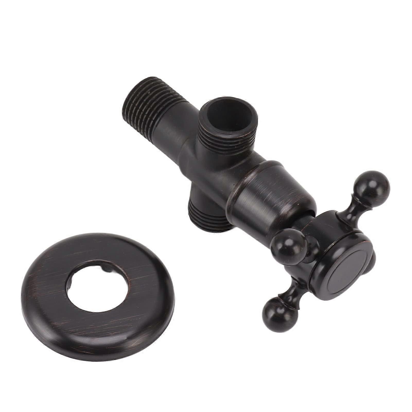 Solid Brass Angle Stop Valve with Retro Copper Cross Handle, Leak Proof Water Shut Off for Bathroom and Kitchen