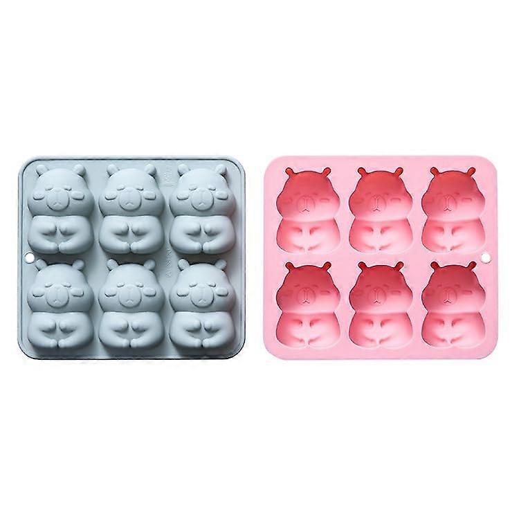 2 Pack Capybara Silicone Mold Set for Chocolate, Ice, Candy and Baking with Easy Release Design