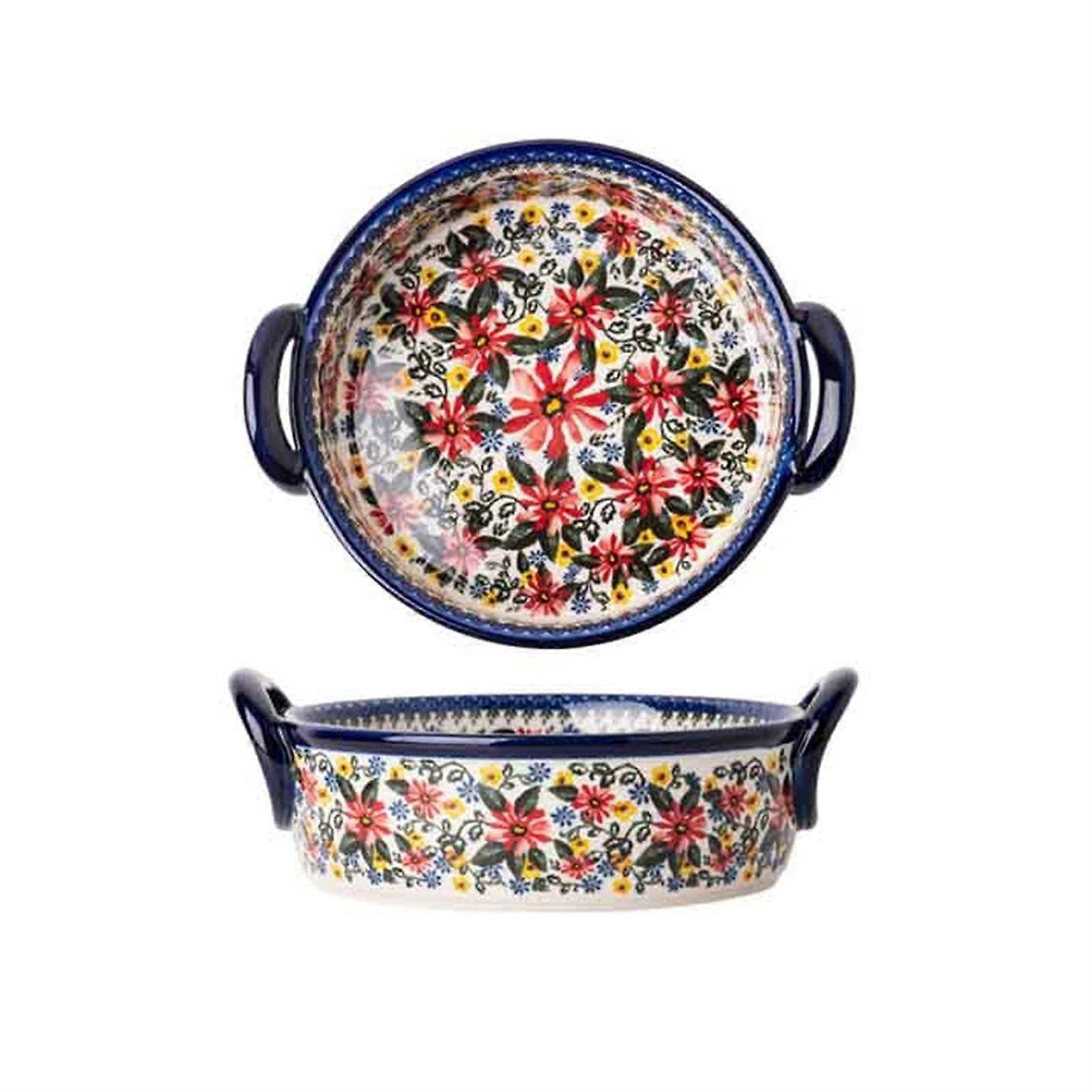 Large Capacity Ceramic Salad Bowl Microwave Safe Decorative Fruit Bowl for Kitchen Serving