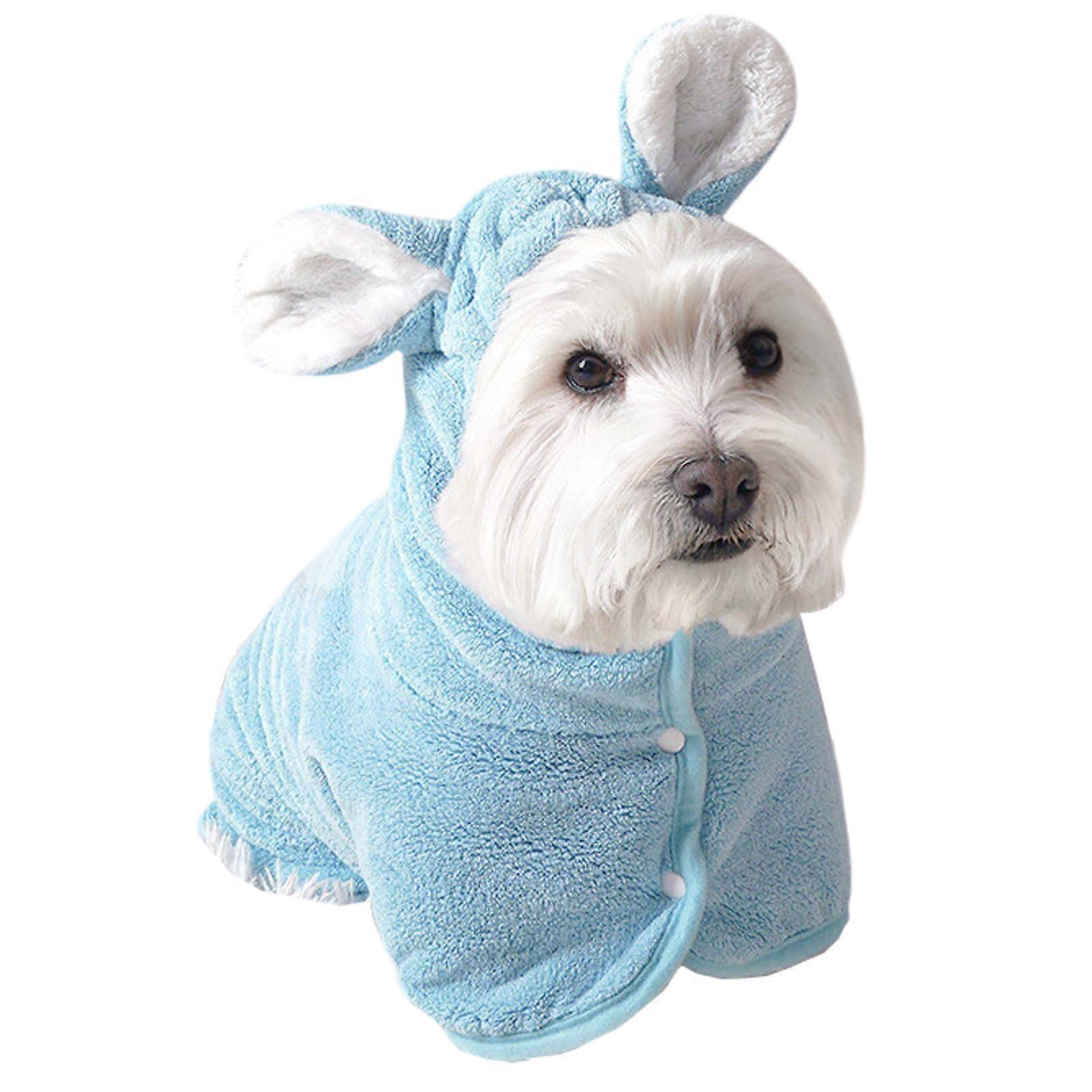 Dog Bathrobe Microfiber Pet Drying Coat  Super Absorbent Adjustable Towel Robe for Small Medium Dogs Cats