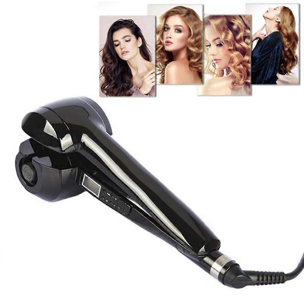 Automatic Hair Curler with Adjustable Temperature, Dual Voltage Ceramic Curling Iron Black