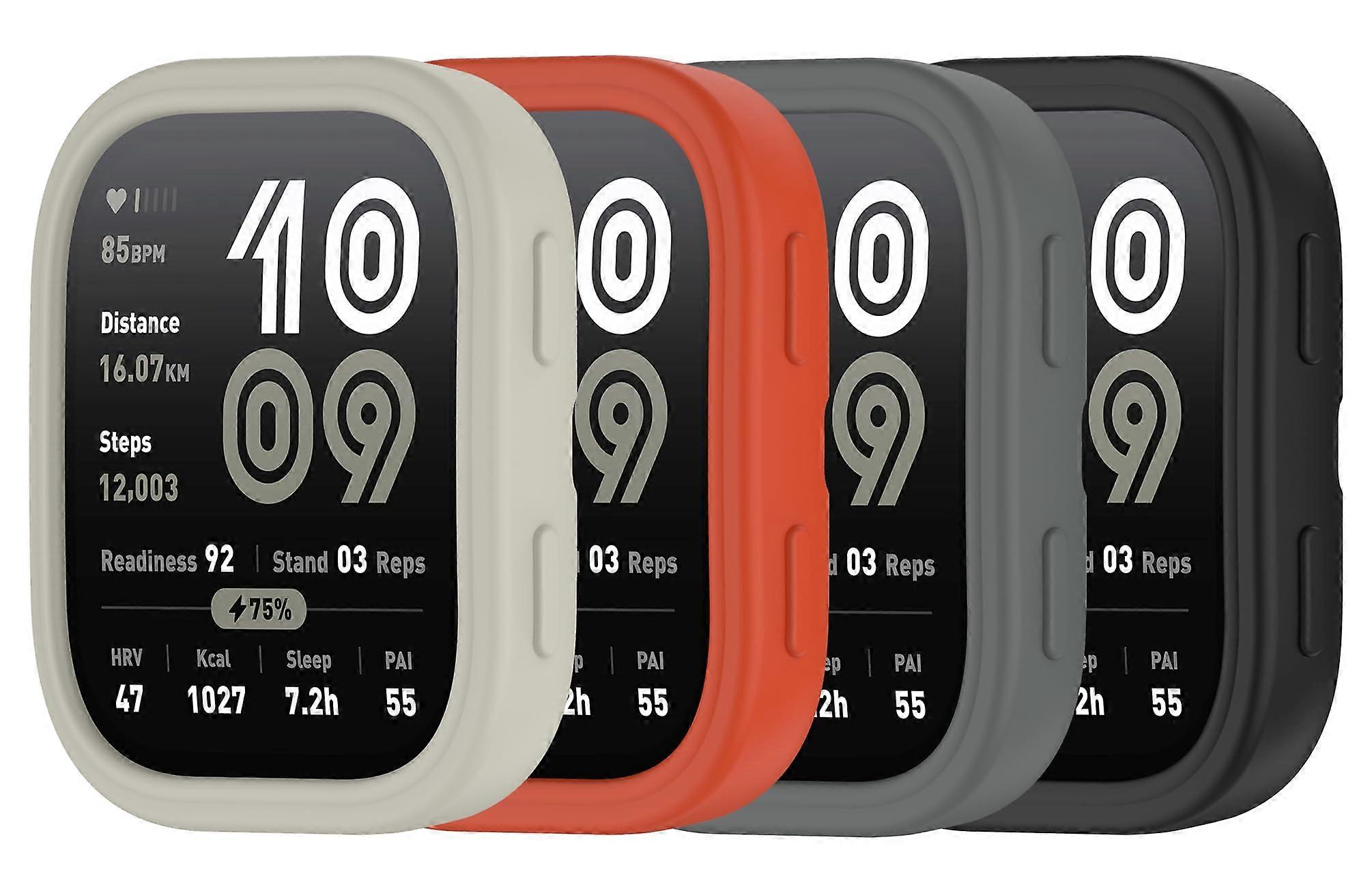 4 Pack Silicone Shockproof ScratchResistant Watch Case Protector Black Red Gray for Amazfit Bip 6