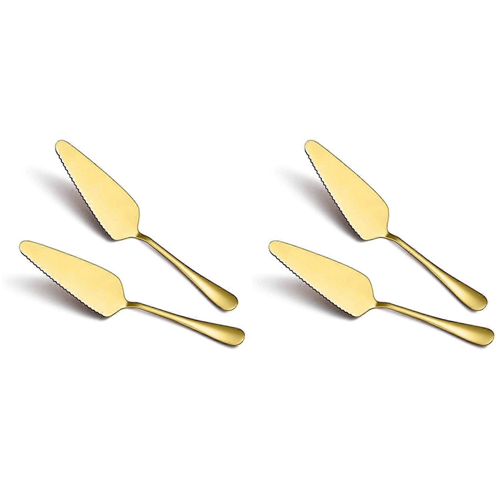 Golden Cake Pie Server, Wedding Cake Knife and Server Set,4 Pieces