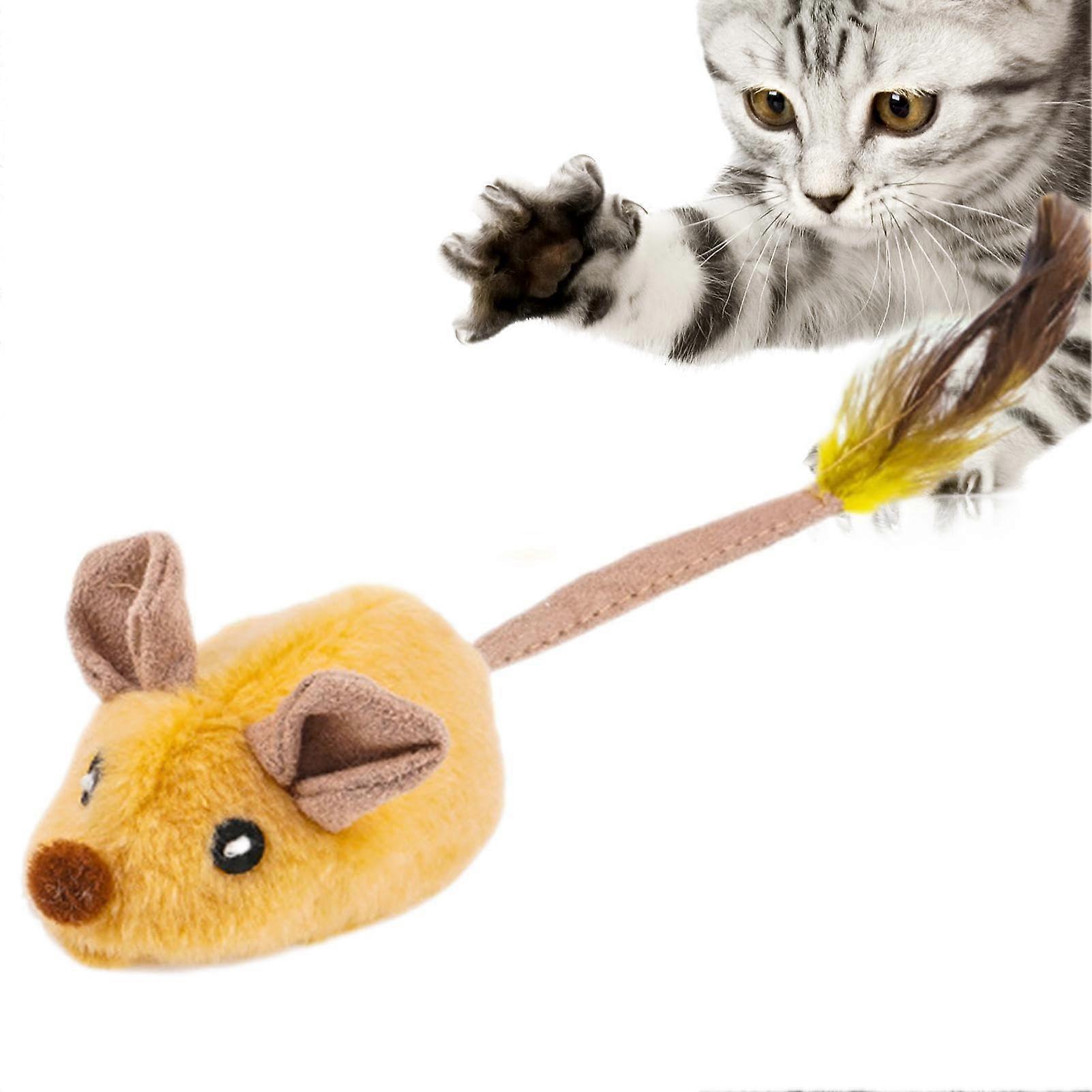 Interactive Cat Toy with Smart Motion Sensor, Realistic Sounds, Plush Automatic Moving Mouse for Cats