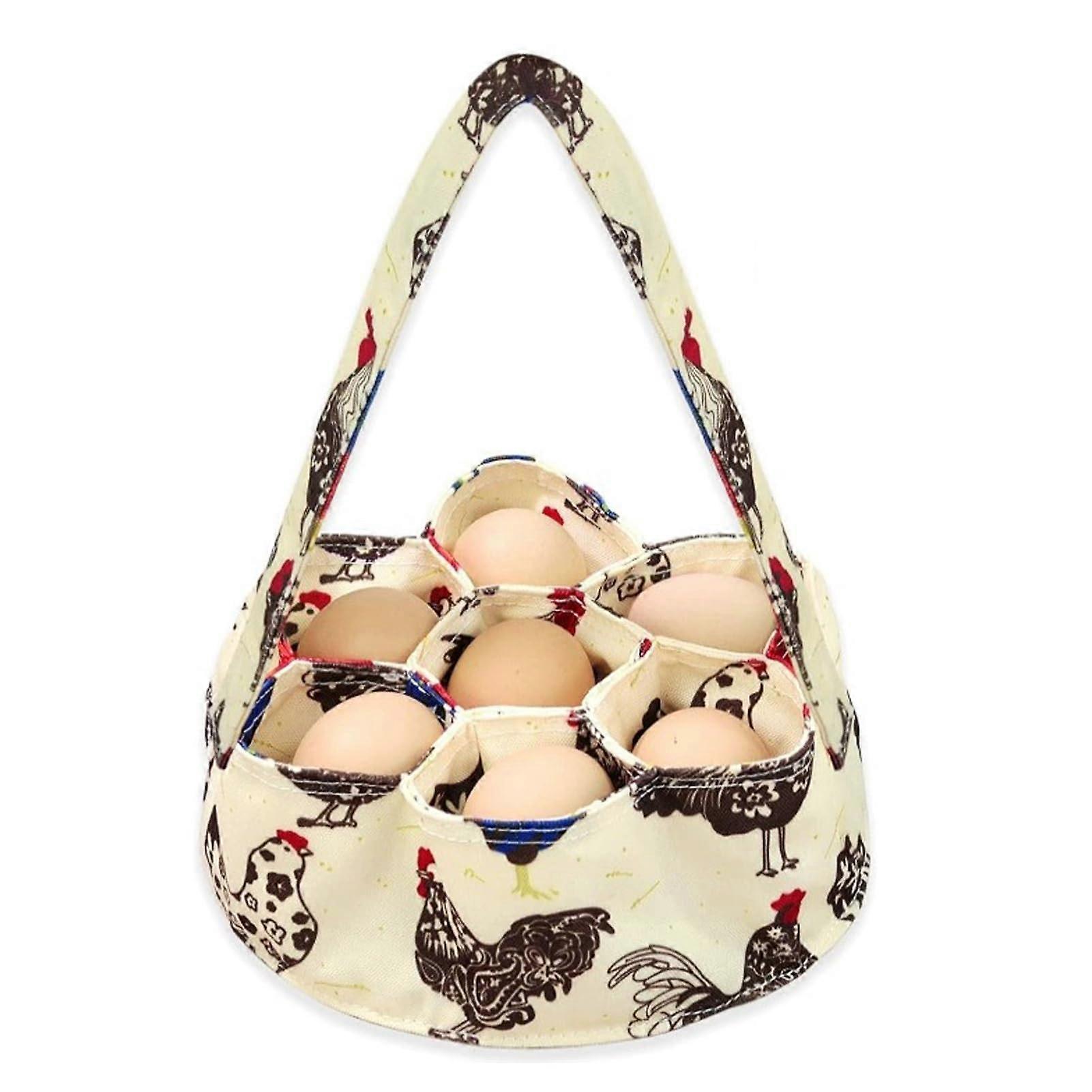 Extra Large Canvas Egg Collection Bag with Long Handle, Durable Padded Farm Gathering Apron