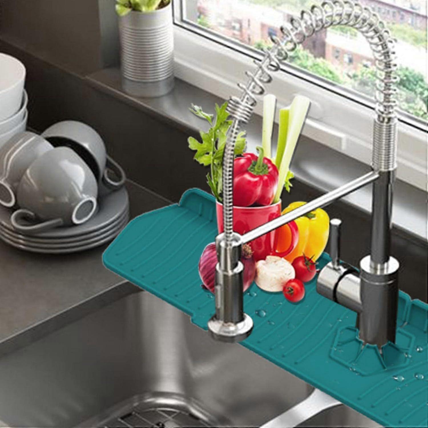 Silicone Sink Splash Guard - Kitchen Faucet Absorbent Mat,Splash Guard,2Pcs