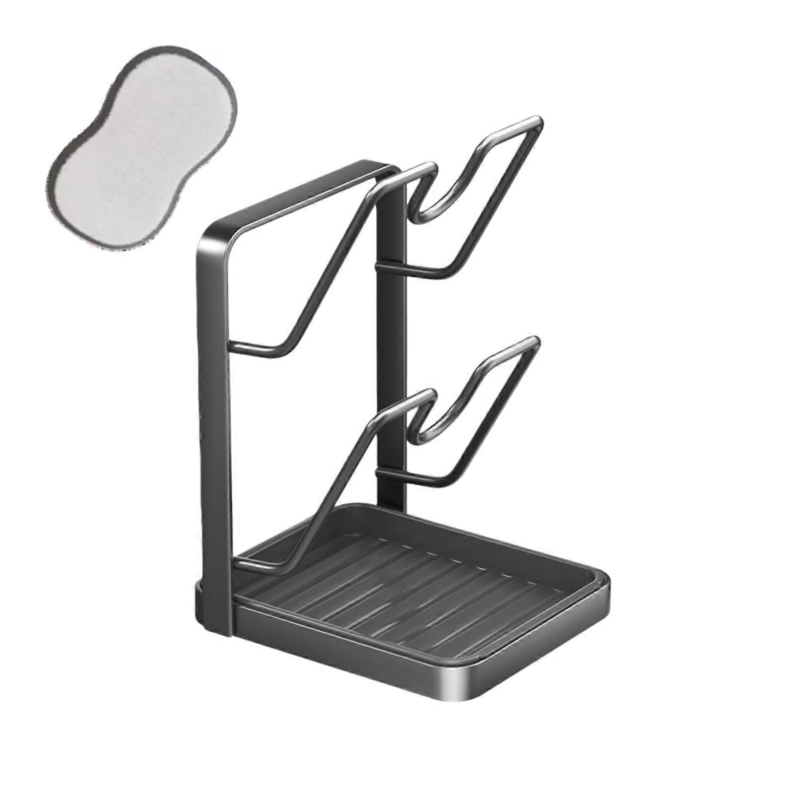 Black Pot Lid Organizer Rack for Kitchen Counter, SpaceSaving Lid Holder with Quick Access