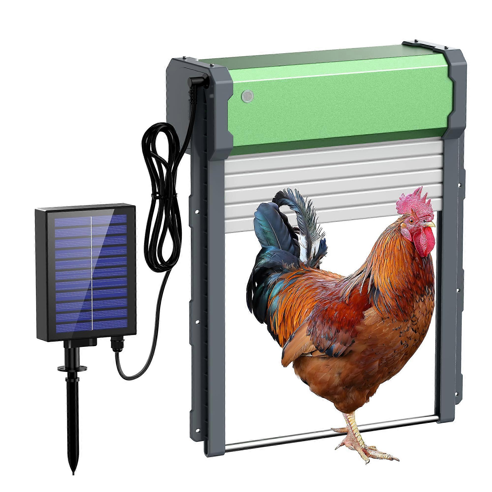 Automatic Chicken Coop Door Solar Powered with Timer Light Sensor Weatherproof Aluminum Remote