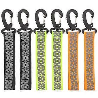 6PCS Reflective Backpack Pendants Keyring with Hook Reflective Strips for Safety Key Chains for Running Cycling School Bags Outdoor Activities