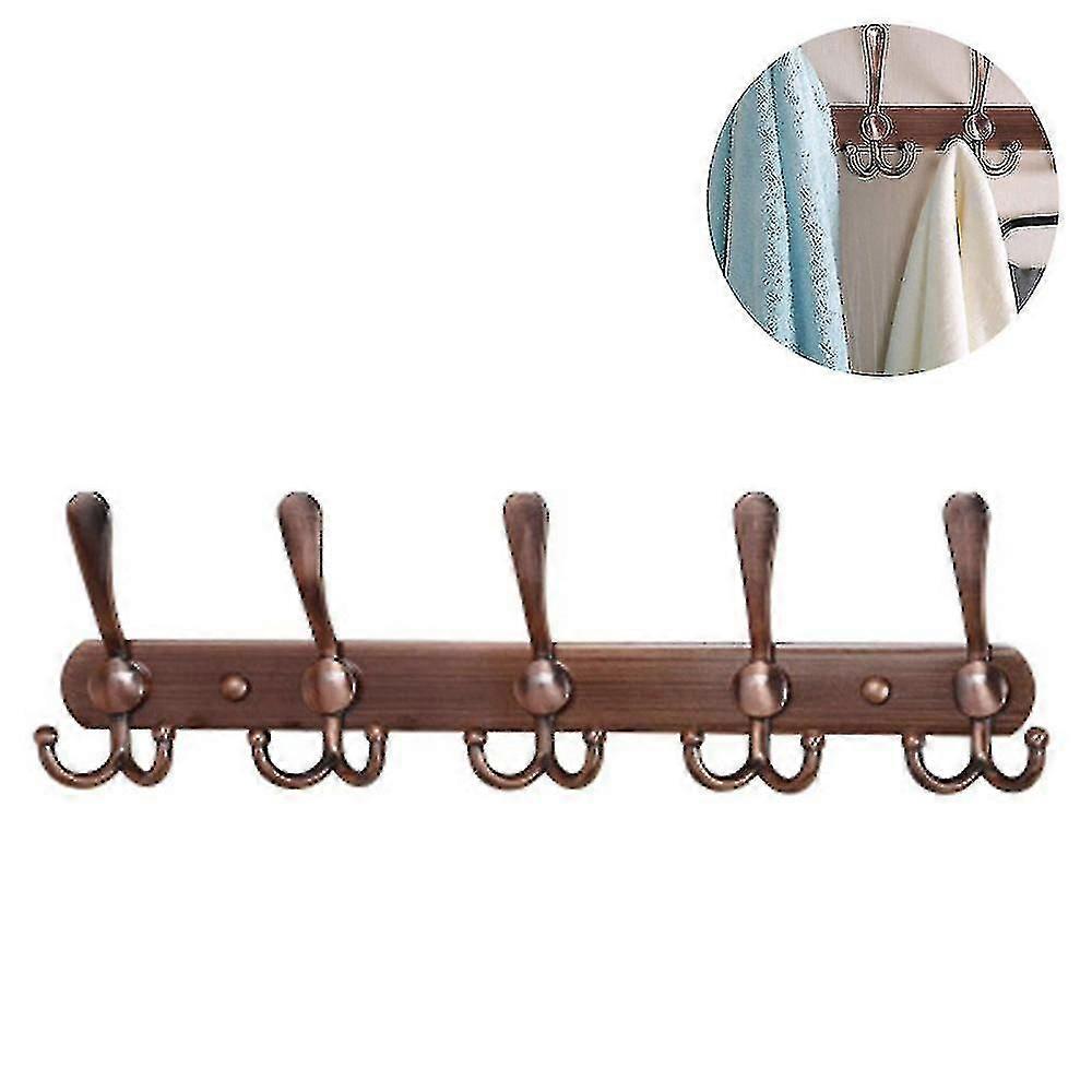 Coat Rack Wall Mount Long, 5 Three Hooks - Black
