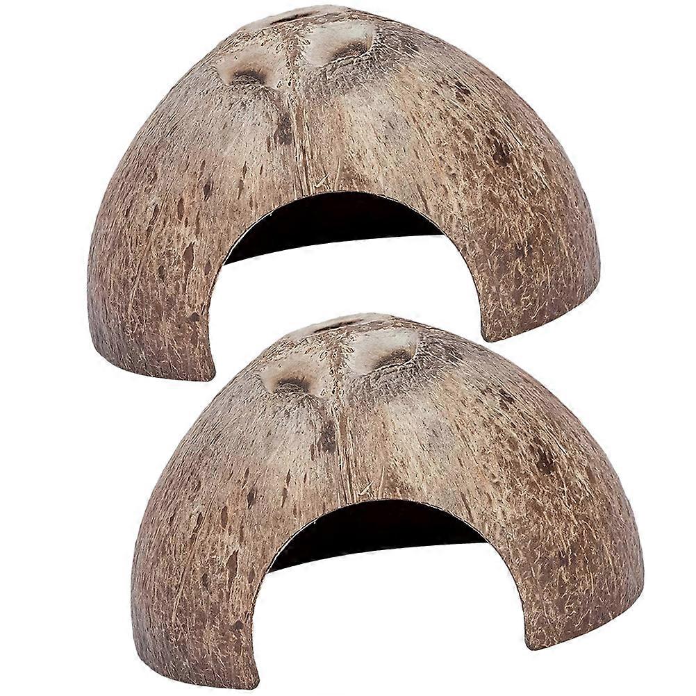 Decorative Coconut Shell Pet Reptile Hideouts for Decoration 2Pcs