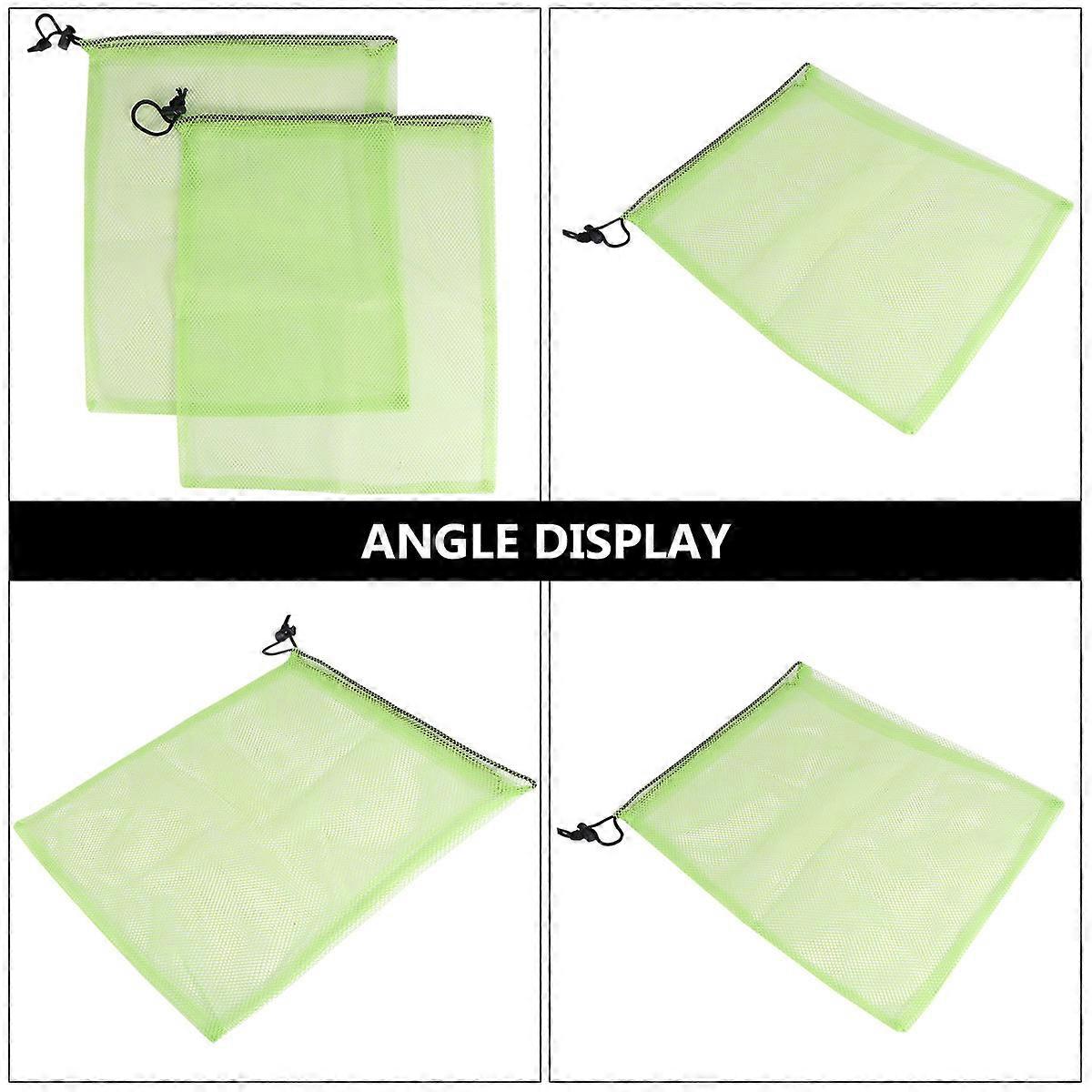 Mesh Bundle Pocket Cinch Drawstring Bag for Shopping 6Pcs Green Polyester