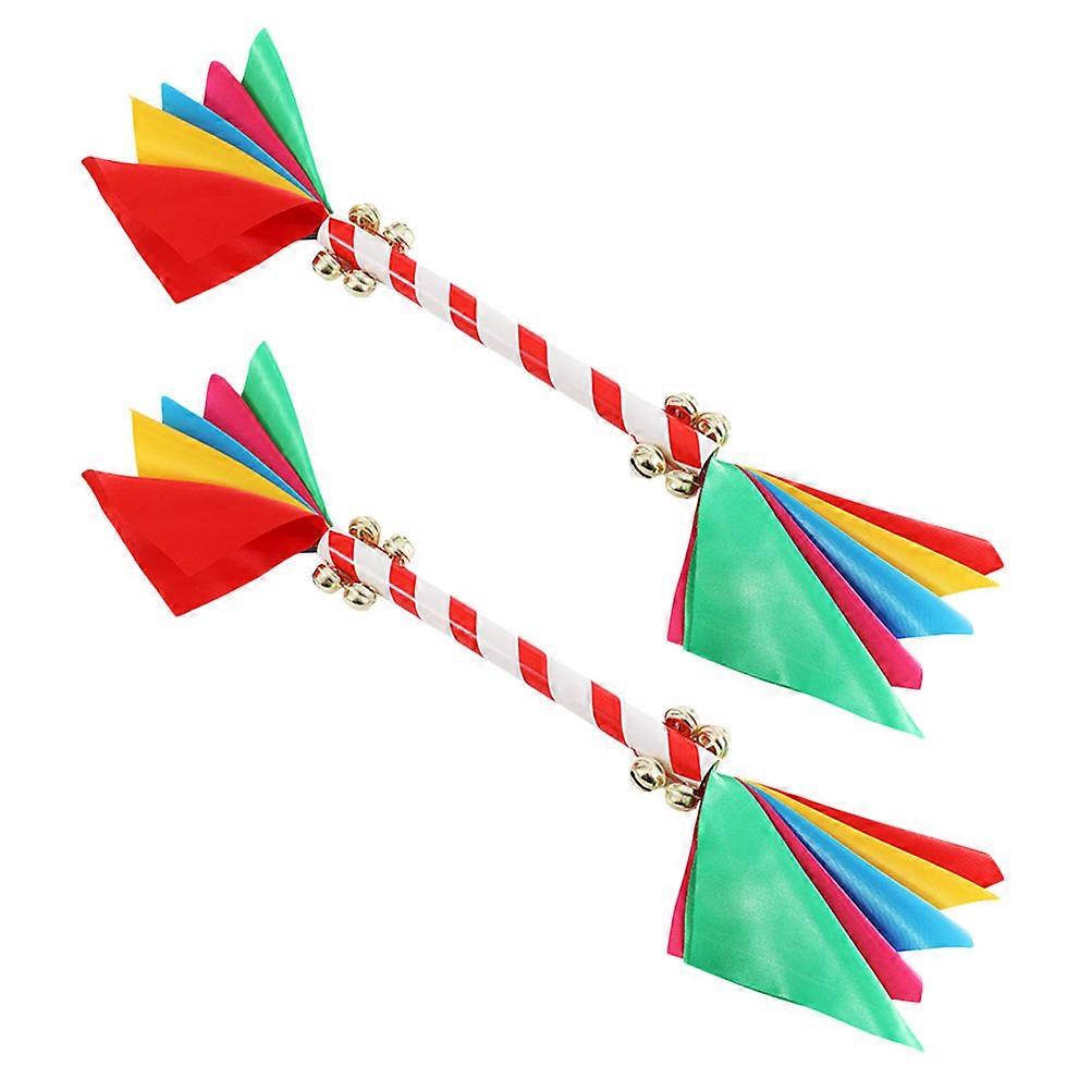 Colorful Flower Stick Bell Cheerleading Prop for Performance 2Pcs