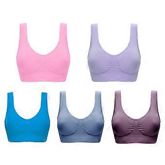 Bras for Women 5 Pack Seamless Sports Bra Wirefree Yoga Bra with Removable Pads for Women Bras Sports Bra Multicolor XXL