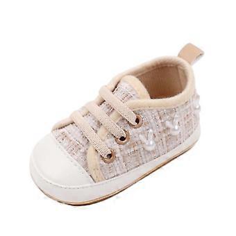 Babyschuhe für Neugeborene und Kleinkinder, Sommer, neue Perlenschuhe, niedlich, rutschfest, atmungsaktiv, weiche Sohle, beige