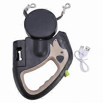 Automatisch oprolbare dubbele hondenriem met 500mAh-batterij, 23x15 cm, kaki