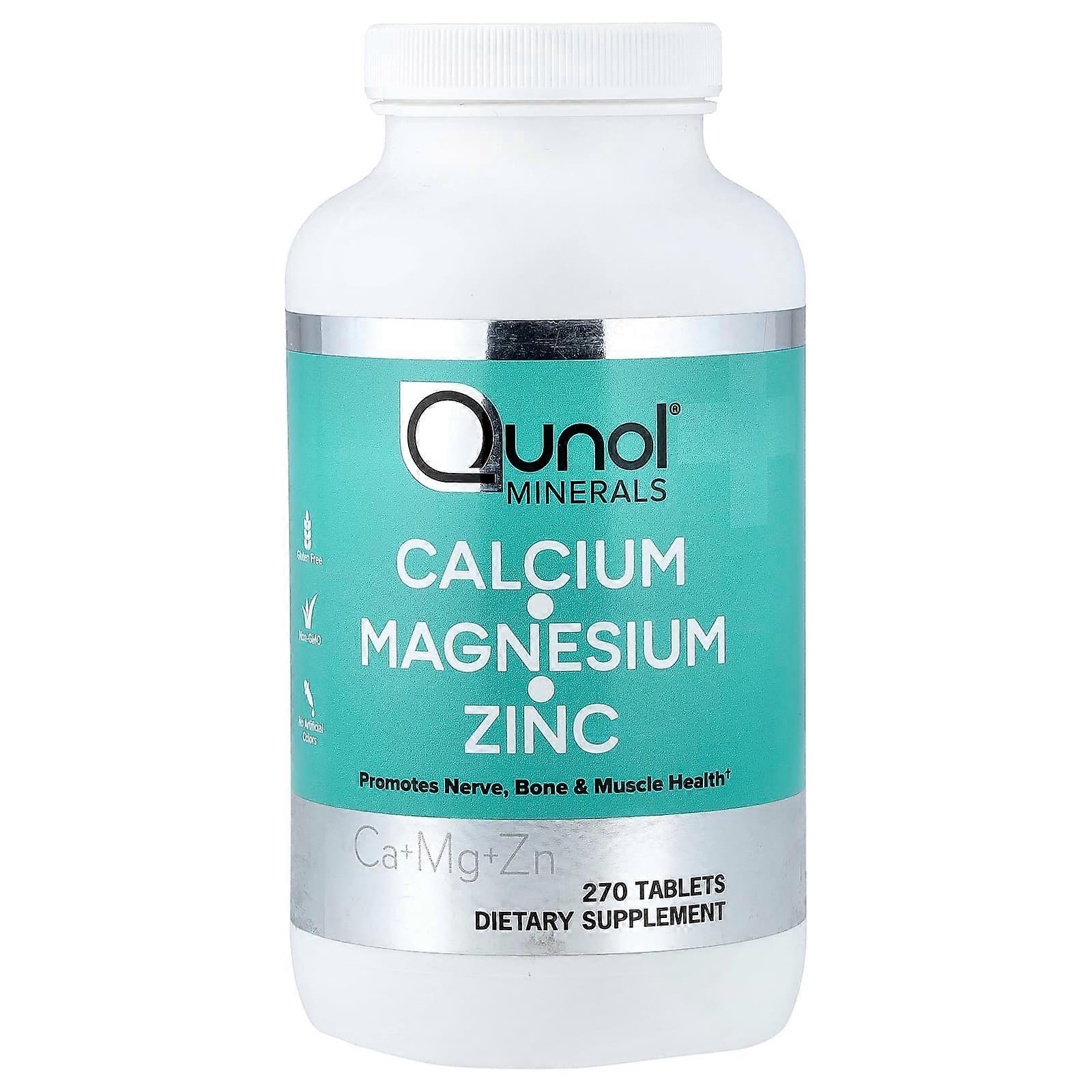Qunol, kalcium, magnesium, zink, 270 tabletter