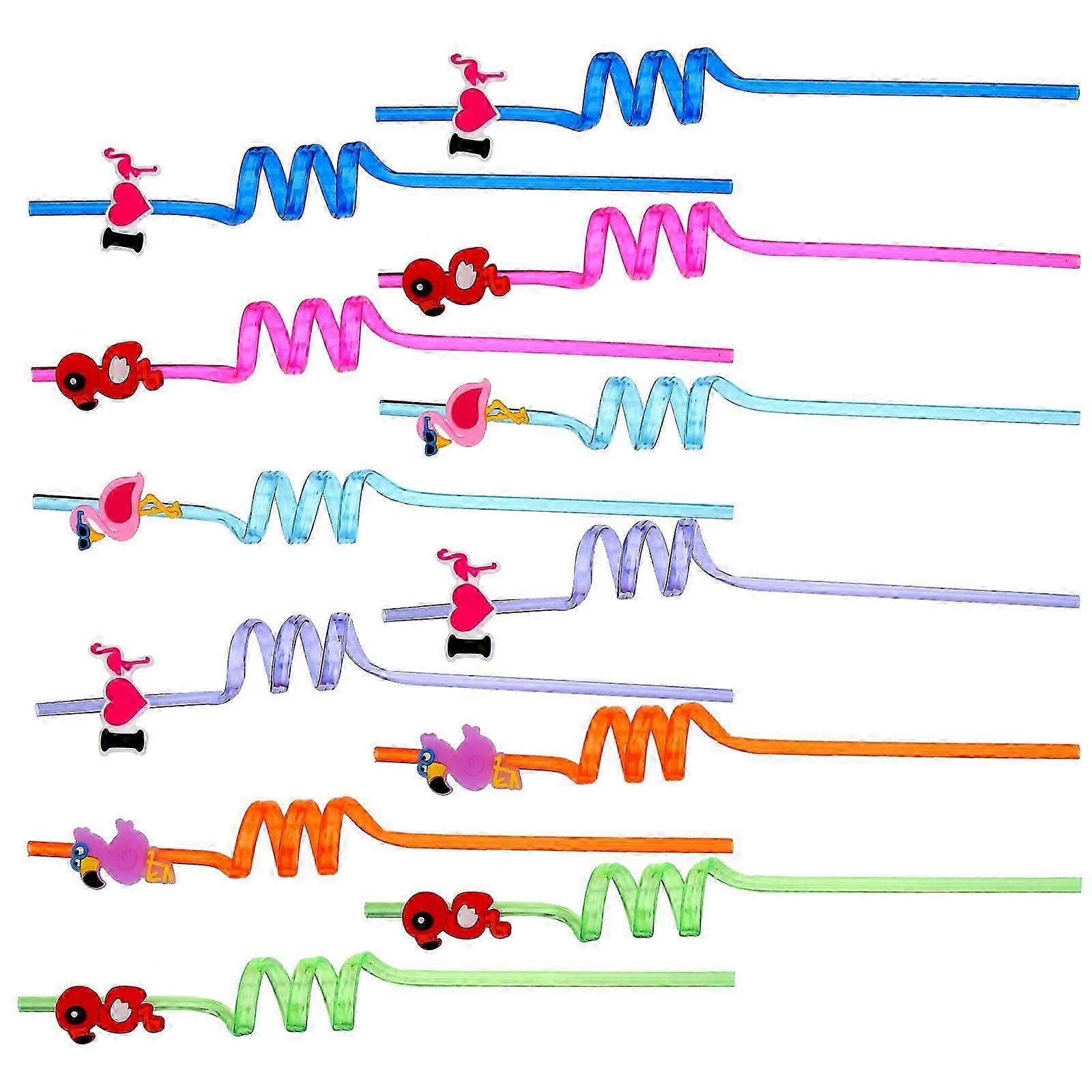 for Drinking 12Pcs Flamingo Design Assorted Colors