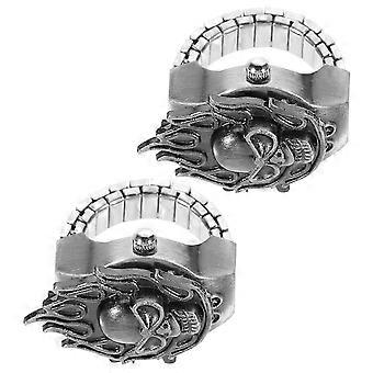 Durable Electronic Ring Watch Flip-Open Cover for Decoration 2Pcs