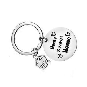 2pcs Heart Keychains Housewarming Key Holder Letter Printing Pendant Stainless Steel Key Rings Ornaments New Home Housewarming Party Gifts