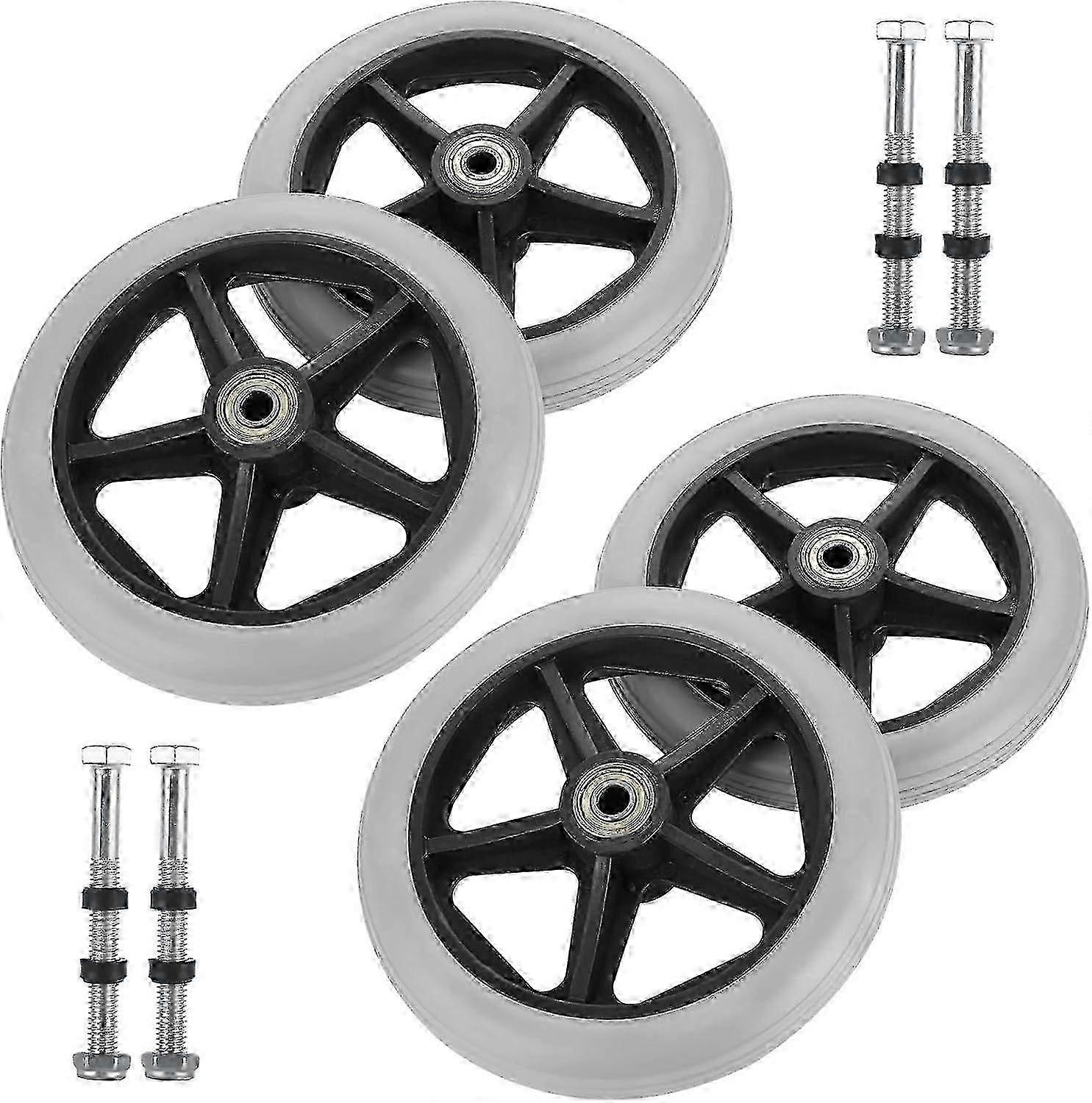 Walker replacement wheels 4 pcs, 6 inch solid anti-slip front wheels Compatible withwheelchairs