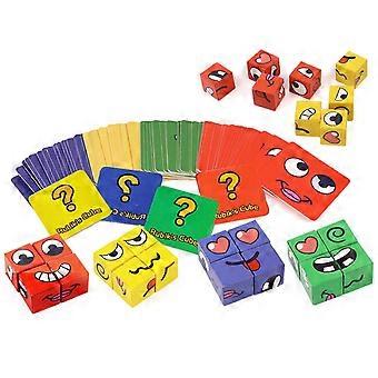 Interactive Face Changing Magic Cube with Matching Puzzle Blocks