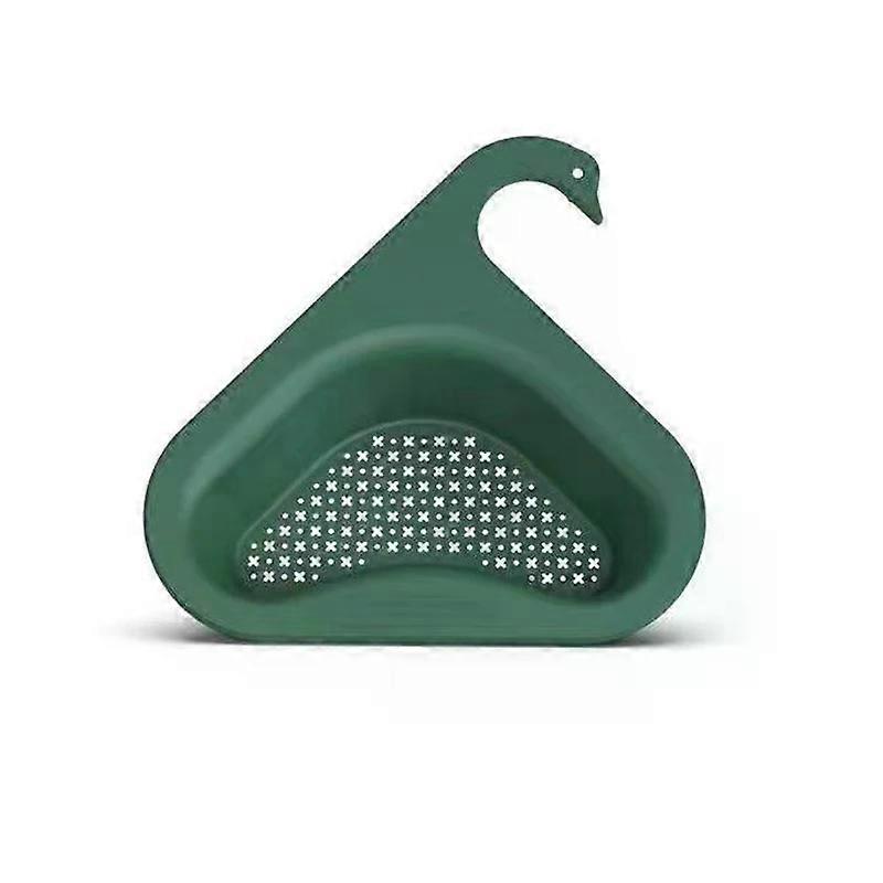 1pc Swan Drain Basket Kitchen Vegetable Cleaning Multi Functional Pool Triangle Plastic Filter Rack Sink Strainer