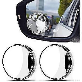 Lot de 2 rétroviseurs d'angle mort, pivotants à 360°, ronds, incurvés, convexes, argentés, grand angle, étanches, en verre cristal HD, pour voiture, SUV