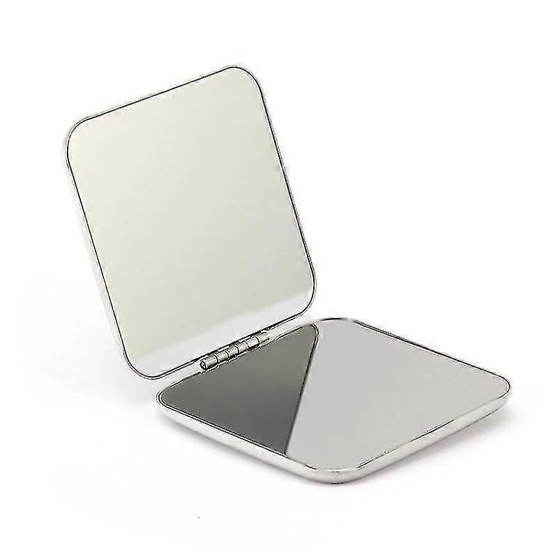 Makeup Mirror Dual Sided Portable Foldable 5.7x5.7cm (silver)-CE