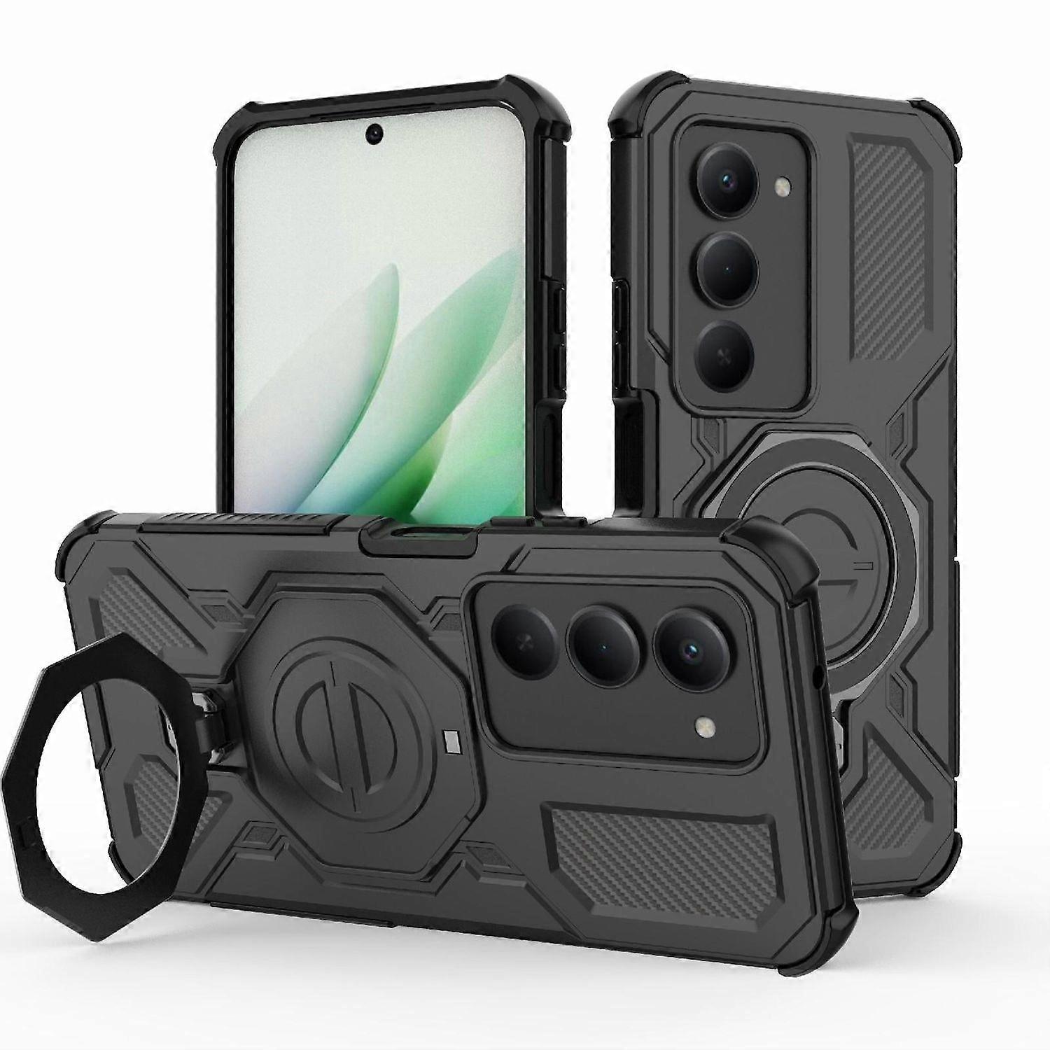 TPU PC Case for Xiaomi Redmi 15 5G MagSafe Magnetic Ring & 360 Ring Holder Black