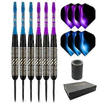 Steel Tip Darts Set PET Flight Aluminum Darts Shafts Brass Barrels Dueable Tip for Beginner Professional Indoor Sports  blue purple