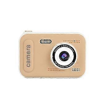 1080P digitalkamera for barn med dobbel linse, 2,4" IPS, 48 MP foto, spill, oppladbart - gul