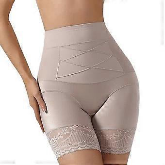 Calcinha modeladora feminina de cintura alta com controle abdominal, modelo short modelador, cor damasco, tamanho XXL.