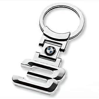 Schlüsselanhänger mit BMW-Logo, Nummer 3, silberfarbene Zinklegierung, 22 g