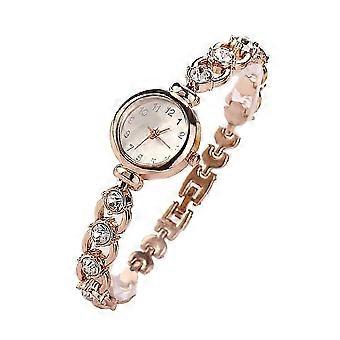 Elegant gyllen dameklokke mote kvarts urverk armbånd tidtaking 2 stk