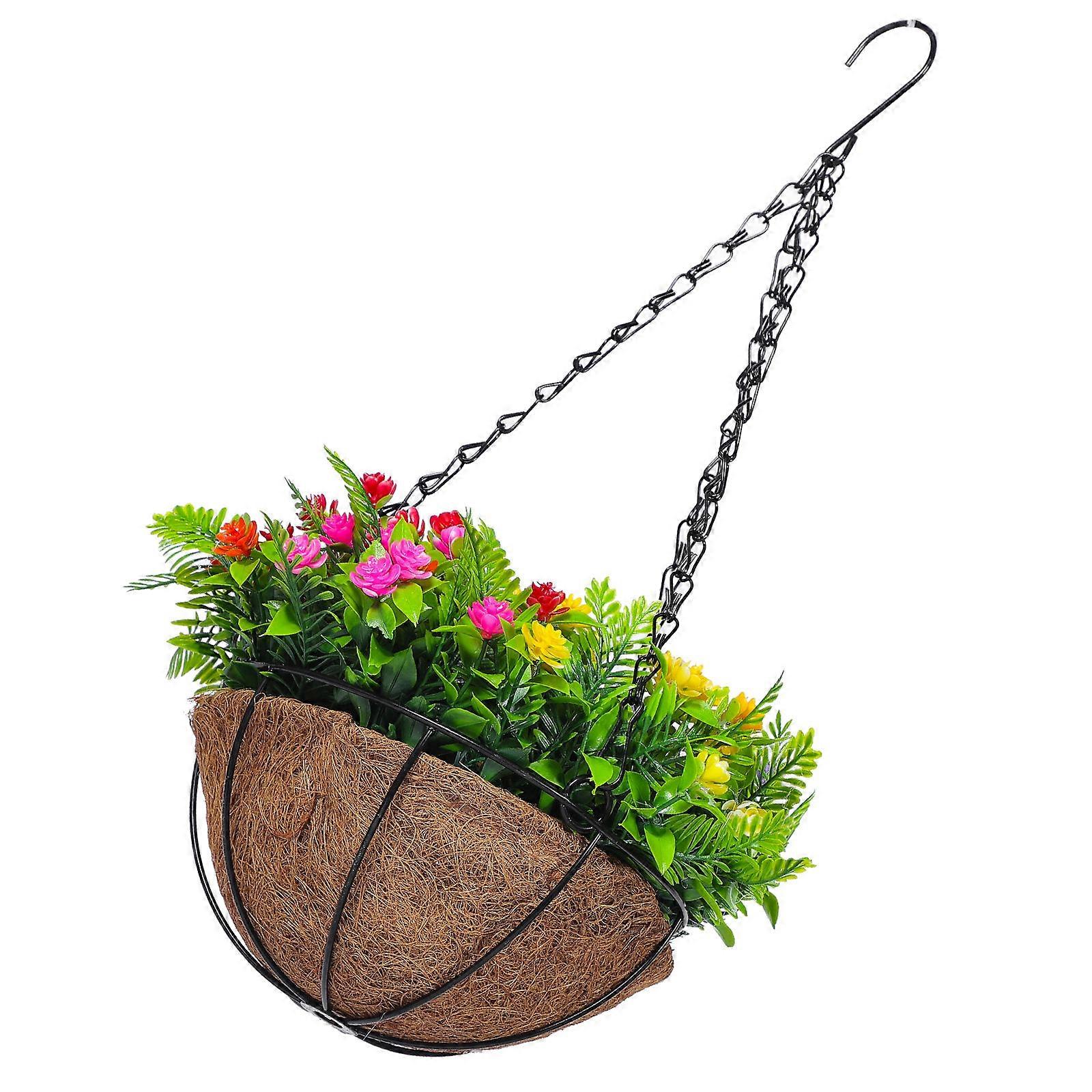 Artificial Hanging Basket with Flower for Storage Using Simple Plastic